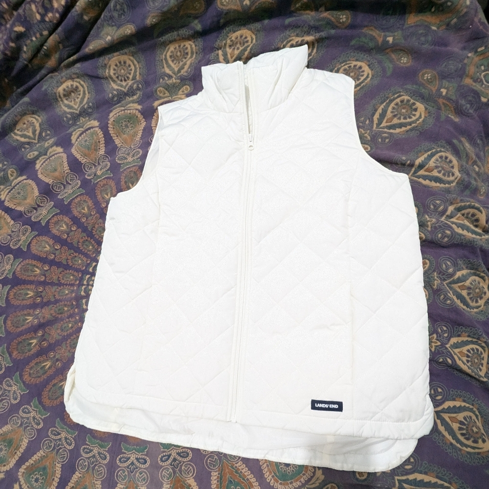 Sold: Lands' End White Quilted Vest